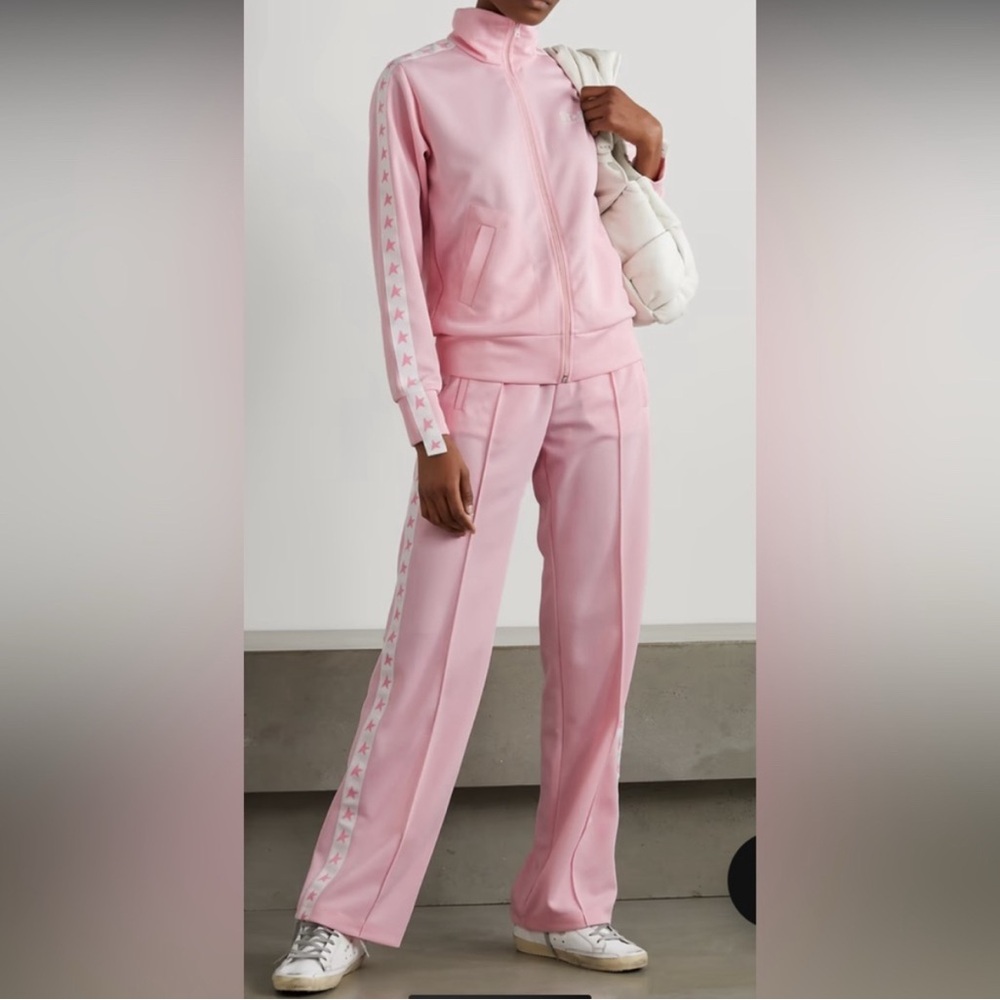 Golden Goose Pink Track Suit with White Side Stripe